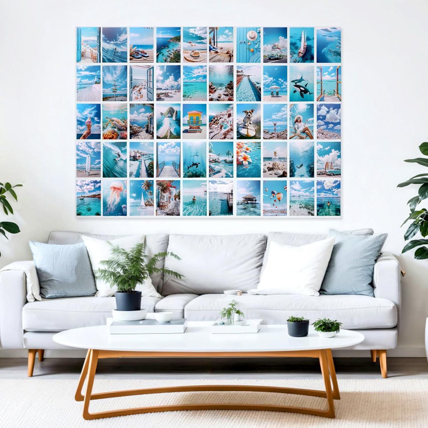 LIIGEMI 70PCS Blue Wall Collage Kit Aesthetic Pictures, Summer Beach Collage Print Kit, Bedroom Decor for Teen Girls, VSCO Girls Bedroom Decor, Aesthetic Posters，70 Set 4x6 Inch (Blue)