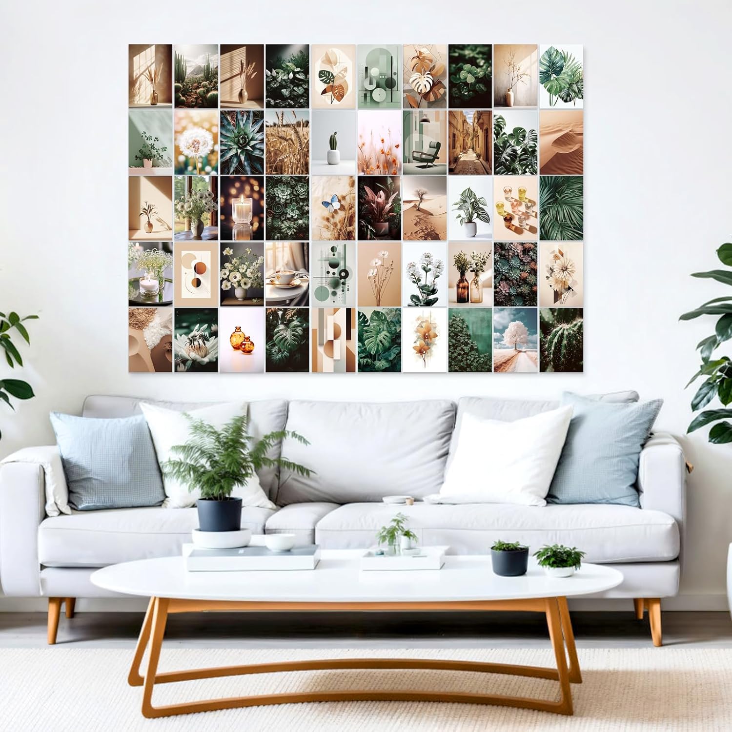 LIIGEMI 70PCS Botanical Wall Collage Kit Aesthetic Pictures, Photo collage kit, Bedroom Decor for Teen Girls, VSCO Girls Bedroom Decor, Aesthetic Posters，70 Set 4x6 Inch (Green)