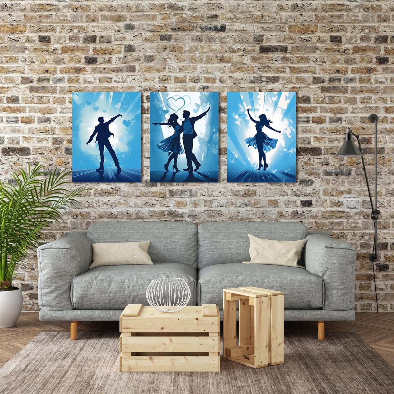 LIIGEMI 3 Piece Romantic Blue Dance Canvas Prints,Perfect Wedding Anniversary Wall Art Prints Gift for Lovers,Modern Aesthetic Home Décor to Bedroom Living Room,11.8"x15.8" (30cmx40cm)