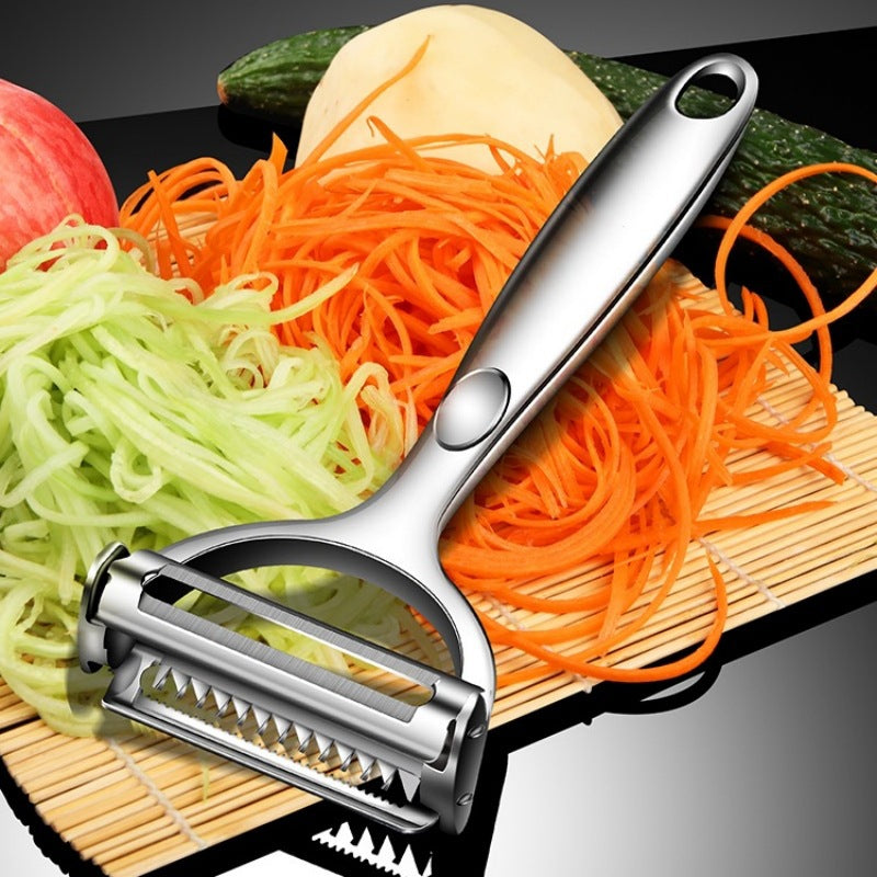 LIIGEMI 2-in-1 Vegetable Peeler and Julienne Cutter - Stainless Steel Y Peeler for Potatoes, Cucumber, Apple Peeler - Dual function Peeler Saves Time and Space - Dishwasher Safe