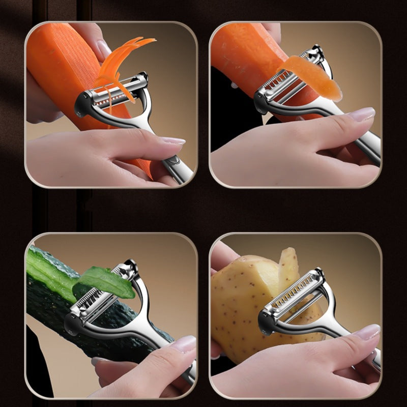 LIIGEMI 2-in-1 Vegetable Peeler and Julienne Cutter - Stainless Steel Y Peeler for Potatoes, Cucumber, Apple Peeler - Dual function Peeler Saves Time and Space - Dishwasher Safe